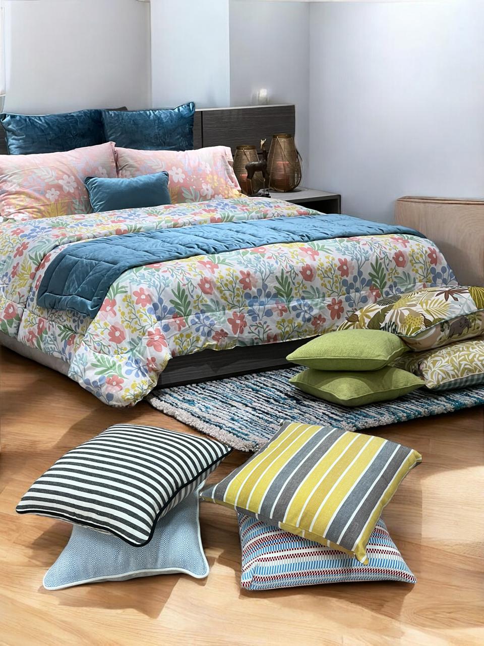 A comfortable bed dressed with premium bed sheets and duvet covers